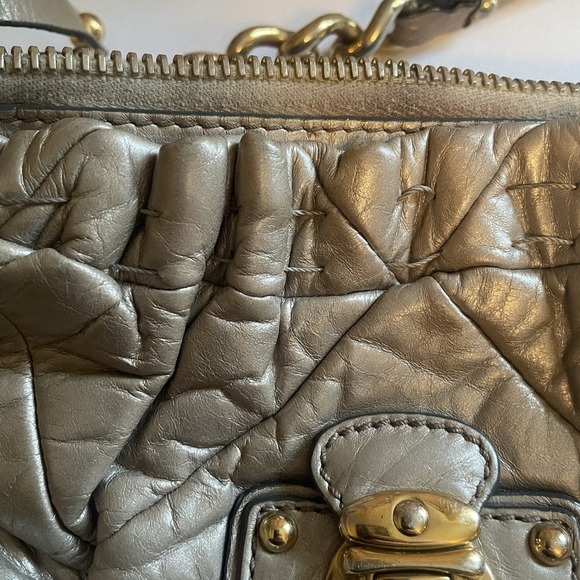 Marc Jacobs Camila Leather Quilted Patchwork Shoulder Bag Purse Italy Gold - Picture 5 of 16